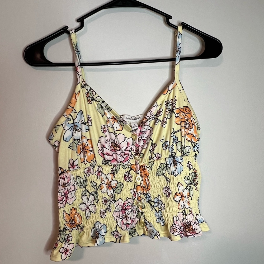 Derek Heart Yellow Sleeveless Crop Camisole with Ruffled Details